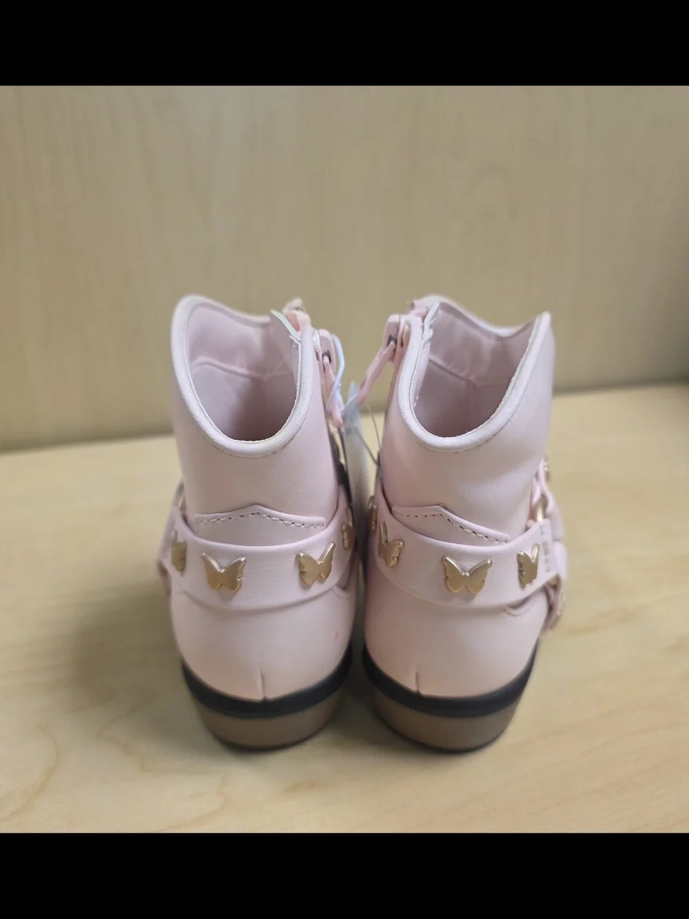 Cat & Jack Girls Light Pink Butterfly Strap Ankle Boots